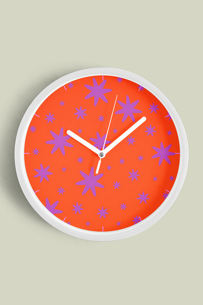 JHAAR Ceas de perete cu design modern - 25 cm - Carcasă albă cu sticlă fronta...