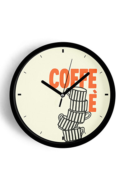 JHAAR Modern Yazılı Tasarım - '' Coffee '' Mutfak Duvar Saati - 25cm - Önü Ca...