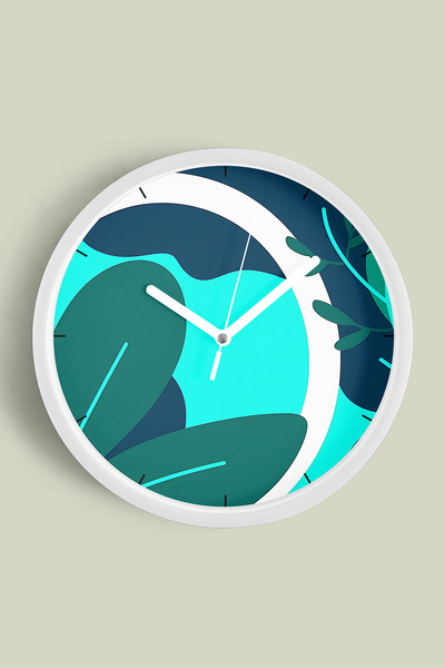 JHAAR ساعة حائط بتصميم عصري - 25 سم - هيكل أبيض مع واجهة زجاجية - آلية صامتة