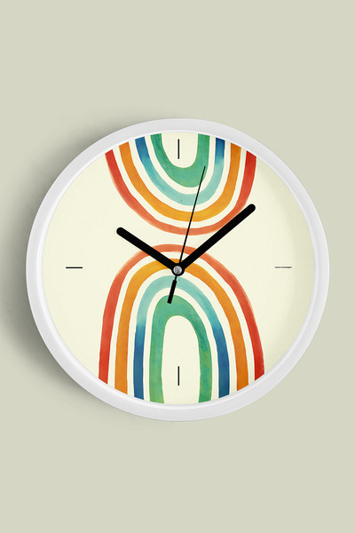 JHAAR Ceas de perete modern pentru camera copiilor, curcubeu pastel - 30 cm -...