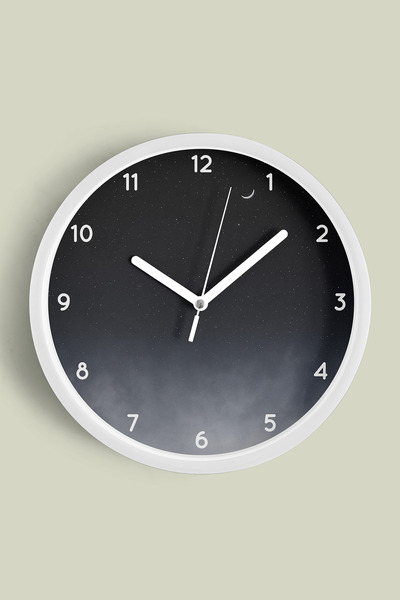 JHAAR Ceas de perete modern cu tematică cerul nocturn - 42 cm - Carcasă albă ...