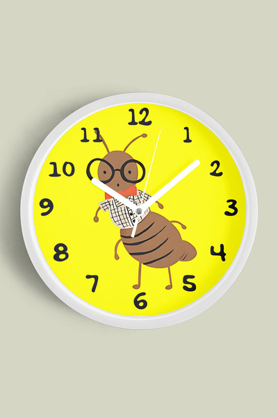JHAAR Ceas de perete pentru camera copiilor cu albină cu ochelari - 25cm - Ca...