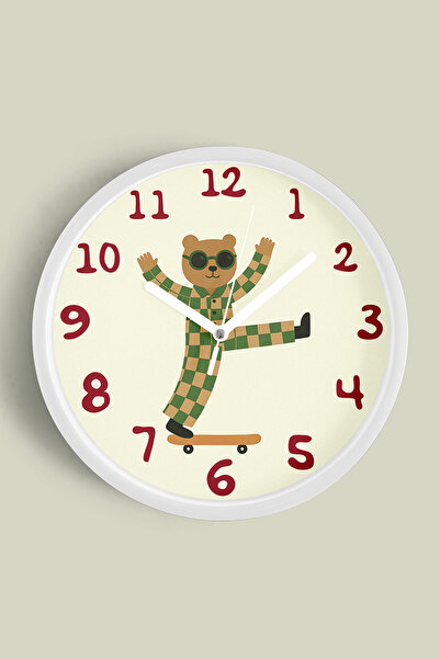 JHAAR Ursuleț drăguț care face skateboarding cu ochelari de soare Ceas de per...