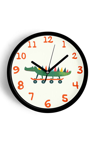 JHAAR Ceas de perete modern pentru camera copiilor cu crocodil drăguț care fa...