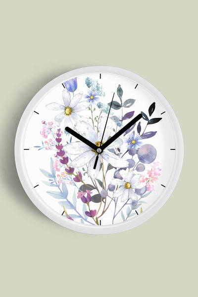 JHAAR Ceas de perete modern cu tematică florală colorată abstractă - 25 cm - ...