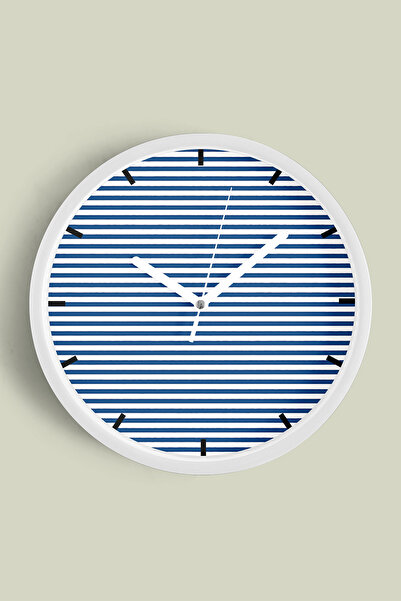 JHAAR ساعة حائط بتصميم عصري مخطط - 35 سم - هيكل أبيض مع زجاج أمامي - آلية صامتة