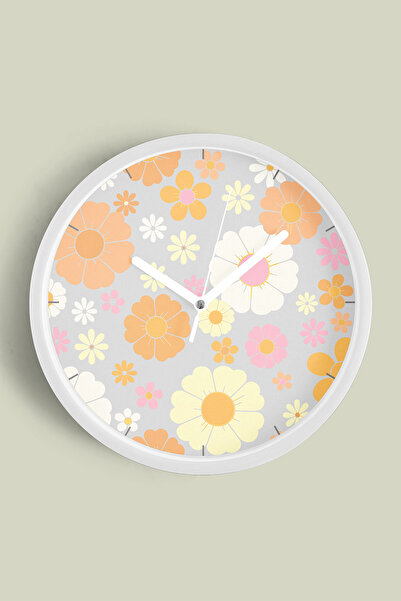 JHAAR Ceas de perete modern cu tematică florală abstractă - 35 cm - Carcasă a...