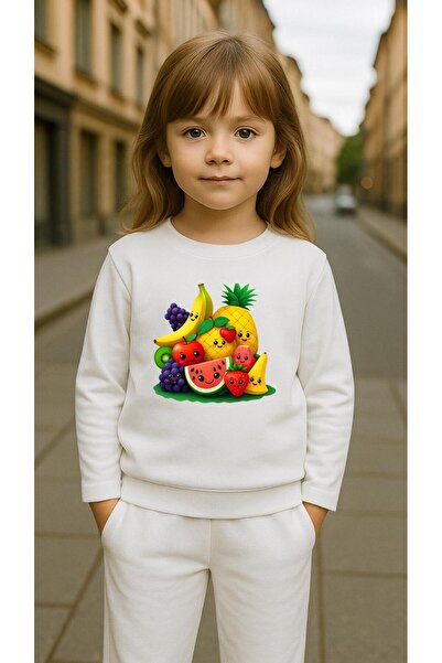 playwear Set pentru copii Hanorac cu imprimeu FRUCTE pentru fete și băieți, c...