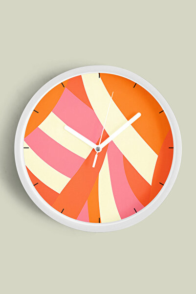 JHAAR Ceas de perete cu design modern - 25 cm - Carcasă albă cu sticlă fronta...