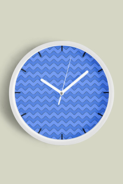 JHAAR Wavy Design Modern Wall Clock - 42cm - White Case with Glass Front - Si...