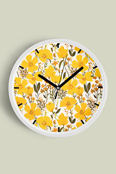 JHAAR Ceas de perete modern cu tematică florală colorată abstractă - 35 cm - ...