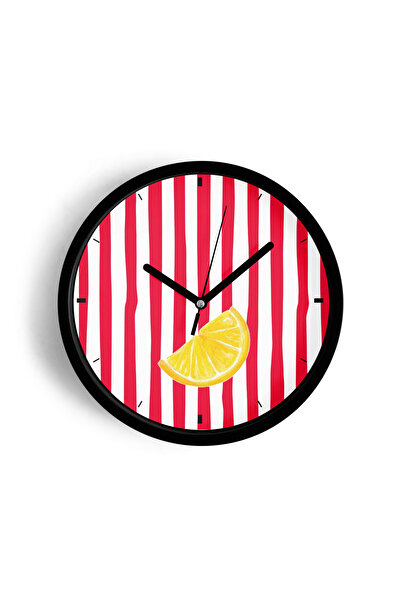 JHAAR Soyut Limon Tasarım Mutfak Tasarım Modern Duvar Saati - 25cm - Önü Caml...