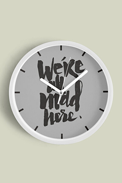 JHAAR نحن جميعاً نحن مجنونون هنا. ساعة حائط بتصميم عصري مكتوب عليها - 30 سم -...