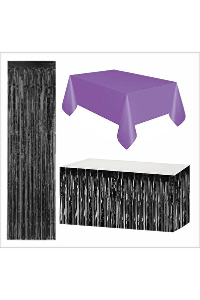 ZENVİVA Purple Tablecloth, Black Table Skirt, Black Background