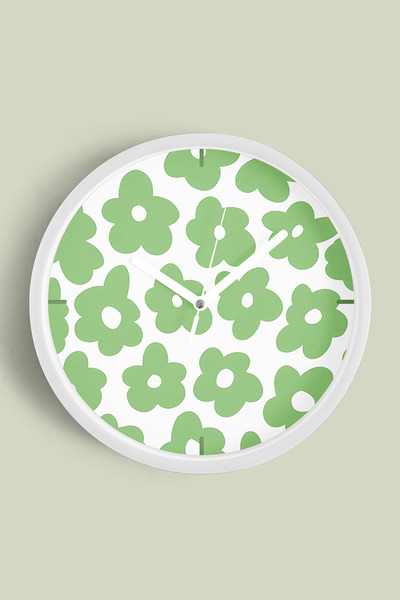 JHAAR Ceas de perete modern cu tematică florală abstractă - 25 cm - Carcasă a...