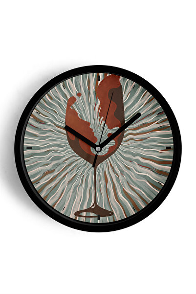 JHAAR ساعة حائط حديثة بتصميم فني لأشكال الوجوه داخل كأس النبيذ - 42 سم - هيكل...