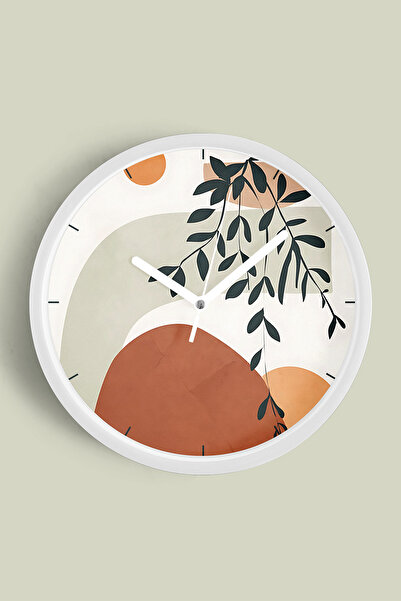 JHAAR Ceas de perete modern cu design abstract - 35 cm - Carcasă albă cu stic...