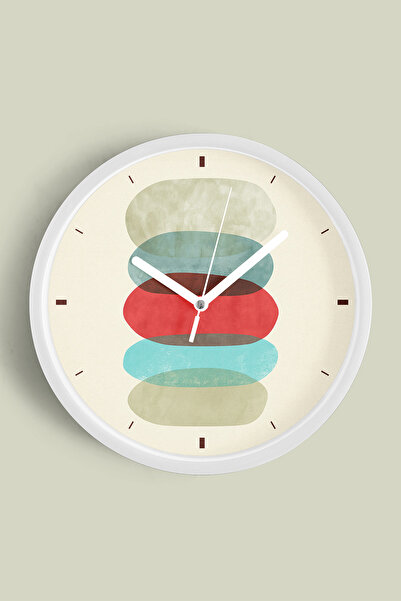 JHAAR Abstract - Ceas de perete modern boem - 35cm - Carcasă albă cu sticlă f...