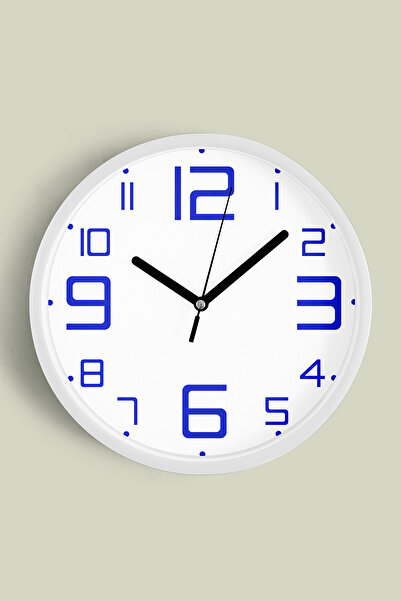 JHAAR Ceas de perete cu design modern - 25 cm - Carcasă albă cu sticlă fronta...