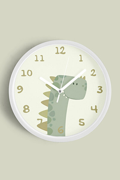 JHAAR Ceas de perete pentru camera copiilor cu ilustrație cu dinozaur drăguț ...