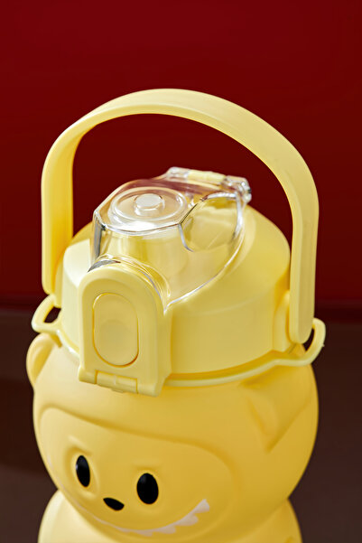 espashome Labubu Water Bottle - 1000 ml Portable with Handle, Straw, Bpa-Free, Lockable and Leak-Proof Lid - Yellow