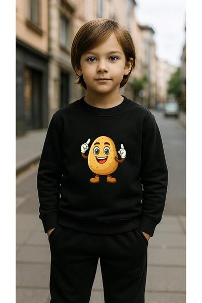 playwear Παιδικό Φούτερ Σετ ΠΑΤΑΤΕΣ με στάμπα για κορίτσια και αγόρια, με λαι...