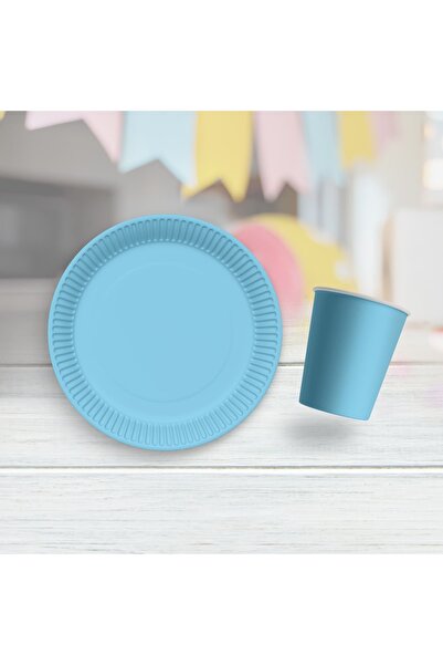 ZENVİVA 16 Blue Plates, 16 Blue Cups