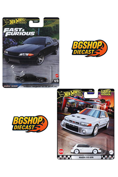 HOT WHEELS Premium Fast and Furious Nissan Skyline GT-R (BNR32) - Boulevard Mazda 323 GTR
