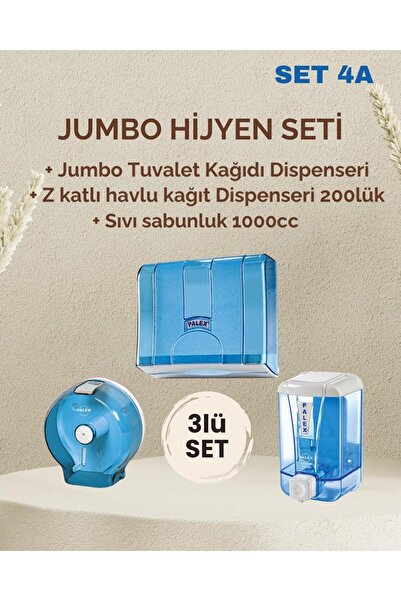Palex 3 lü Jumbo Hijyen Seti Şeffaf Mavi (Sıvı Sabunluk+Jumbo WC Dispenseri+ ...