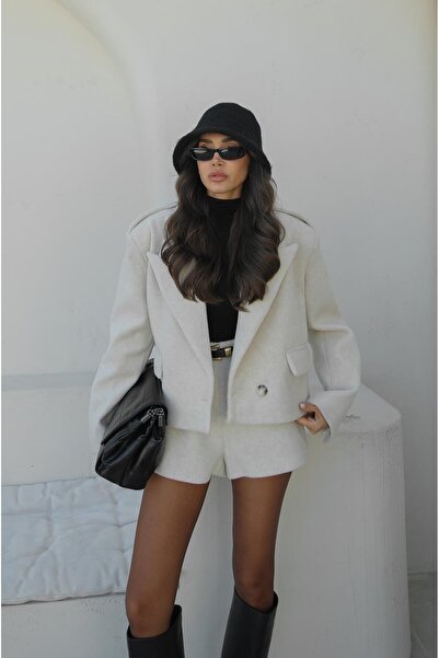 Havoş Ecru Jessa Cashmere Shorts Jacket Set