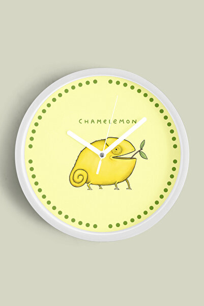 JHAAR ساعة حائط عصرية لطيفة على شكل الليمون - 35 سم - هيكل أبيض مع زجاج أمامي...