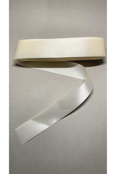 Massaltay Cream Satin Ribbon 3 cm 5 Meters – Shiny Decorative Ribbon, Gift Wrapping, Henna and Hobby Decoration