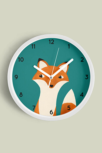 JHAAR Ceas de perete modern pentru camera copiilor Cute Fox - 42cm - Carcasă ...