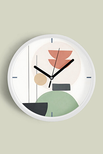 JHAAR Ceas de perete modern cu design abstract - 42 cm - Carcasă albă cu stic...