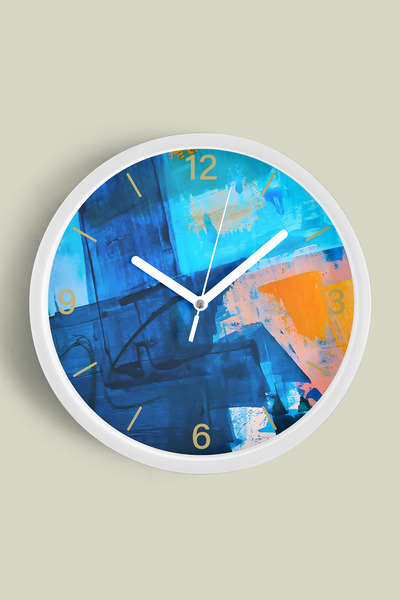 JHAAR Ceas de perete modern cu design abstract - 30 cm - Carcasă albă cu stic...