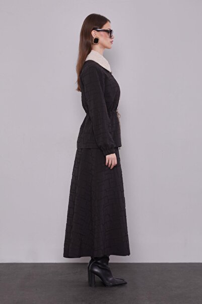 Levidor Black self-printed skirt set