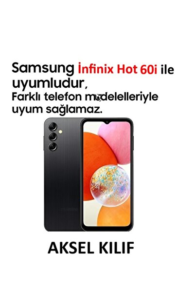 Aksel Kılıf Infinix Hot 60I Compatible Printed , Matte Black, Soft Silicone, Protective, Shock Absorbing Cover, Case