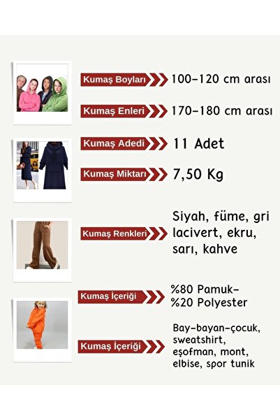 Yiğit Kumaş Set of 3 Yarn Fabrics with Raster, 11 Pcs from 100-120 cm