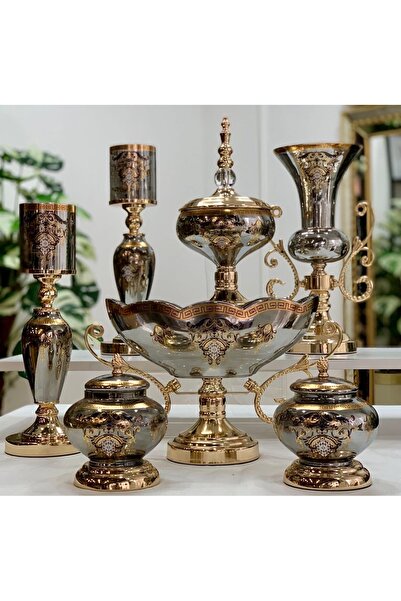LOKMAN ZÜCCACİYE SHOWROOM 7 PARÇA GÜMÜŞ KONSOL SET SALON TAKIMI DEKORATİF