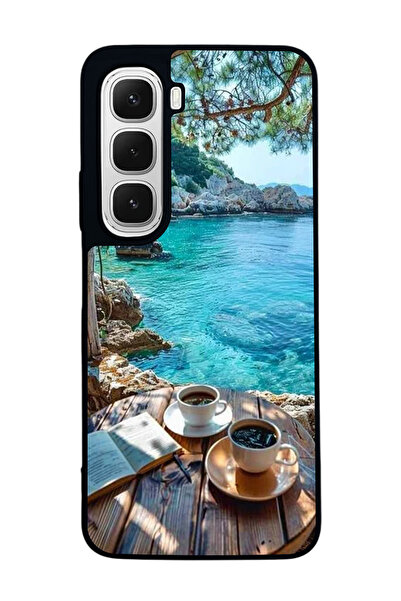 Aksel Kılıf متوافق مع هاتف INFINIX Hot 60i مطبوع ، أسود غير لامع، سيليكون ناع...