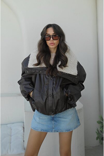 Havoş Brown Side Pocket Fur Collar Coat