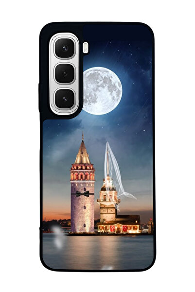 Aksel Kılıf متوافق مع هاتف INFINIX Hot 60i مطبوع ، أسود غير لامع، سيليكون ناع...