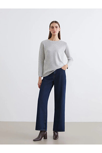 LC Waikiki طاقم الرقبة منقوشة سترة تريكو المرأة