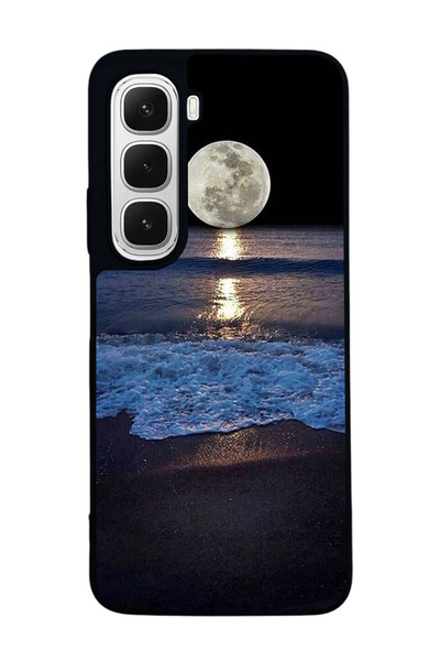 Aksel Kılıf متوافق مع هاتف INFINIX Hot 60i مطبوع ، أسود غير لامع، سيليكون ناع...