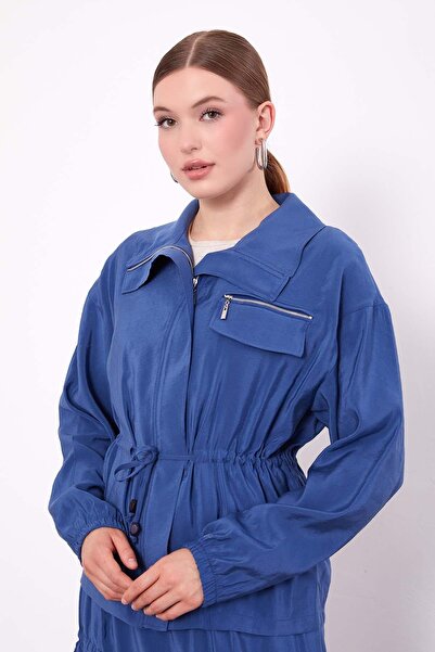 Levidor Indigo Hidden Zipper Detailed Skirt Set