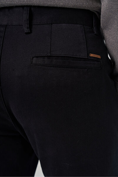 Morven Men's Black Cotton Trend Slim Fit Chino Trousers