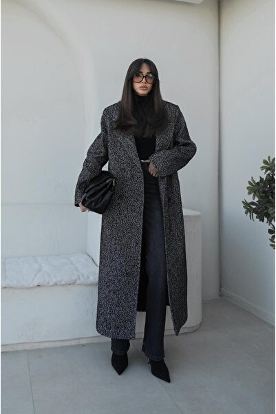 Havoş Black Nurnberg Herringbone Maxi Coat