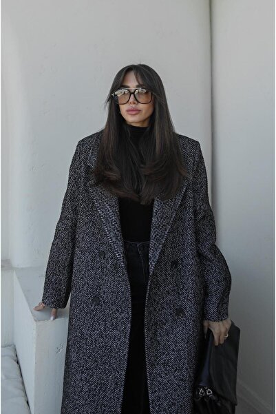 Havoş Black Nurnberg Herringbone Maxi Coat