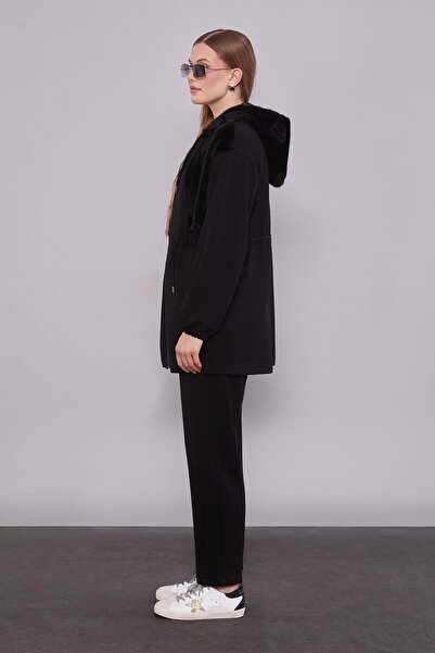 Levidor Black Rose Detailed Waist Gathered Two-Piece Set