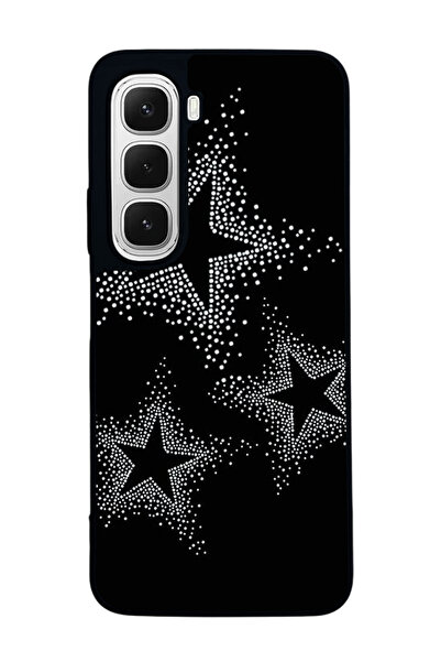 Aksel Kılıf متوافق مع هاتف INFINIX Hot 60i مطبوع ، أسود غير لامع، سيليكون ناع...